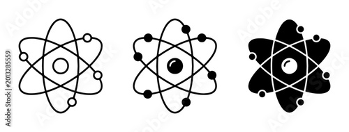 Foto Atomic Structure Icons, Scientific Symbols, Chemistry and Physics Concepts, Set