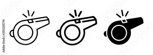 Fotografía Sports whistle icons, referee signal symbols, coaching equipment, game official