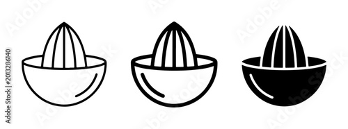 Fotografie Citrus Juicer Icons: Line Art, Outline, and Solid Black Vector Graphics for Fres