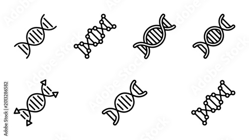 Φωτογραφία DNA Helix Icon Set, Genetic Code Symbols, Molecular Biology Illustrations, Scien