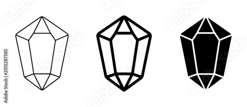 Принти на полотні Gemstone Icons Set, Crystal Vector Graphics, Faceted Jewel Line Art and Silhouet