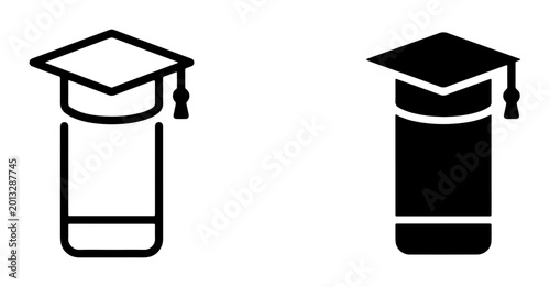 Obraz na plátne Graduation Cap Icons, Education Symbol Vector Set, Academic Achievement Graduate