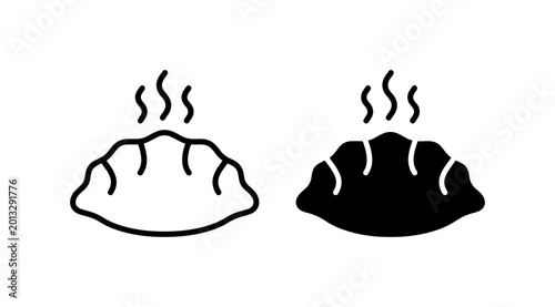 Dumpling Icons, Steaming Food Vector Graphics, Asian Cuisine Symbols