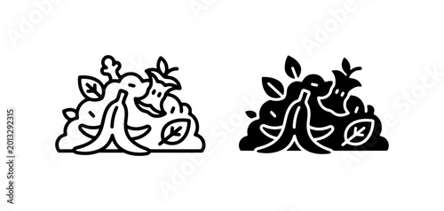 Foto Compost pile icons, organic waste, food scraps, recycling, sustainability