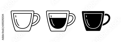 Fotografija Espresso Cups, Coffee Mug Icons, Beverage Drinkware Vector Set
