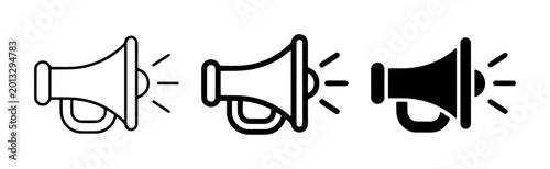 Tableau sur toile Megaphone Icons Set, Announcement Symbols, Communication Graphics, Loudspeaker V