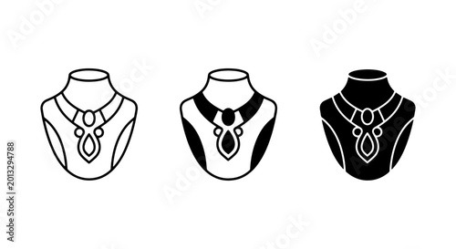Schilderij op canvas Jewelry Display Mannequins, Necklace Stands, Elegant Accessory Icons