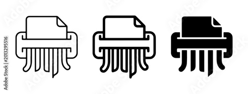 Tableau sur toile Paper Shredder Icons, Document Destruction Symbols, Data Security and Confidenti
