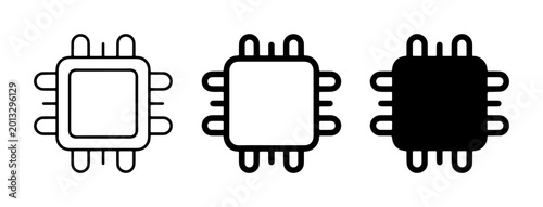 Bild auf Leinwand Microchip Icons, Computer Chip Symbols, Processor Graphics, Technology Component