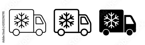 Quadro su tela Refrigerated Truck Icons, Cold Chain Logistics, Frozen Delivery Vehicle Symbols