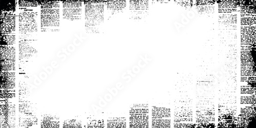 Foto Abstract Black And White Newspaper Texture With Transparent Background, Faded Ed