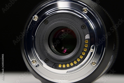 Macro camera lens mount of Micro Four Thirds system, MFT or M43, close-up