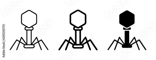 Photos Bacteriophage Virus Icons, Microbe Science Vector Art, Genetic Research Symbols,
