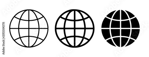 Fotografi Global Network Icons, Internet Symbol Set, Worldwide Connection Graphics