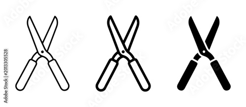 Photos Gardening Shears Set, Pruning Scissors Icons, Garden Tool Vector Graphics, Black