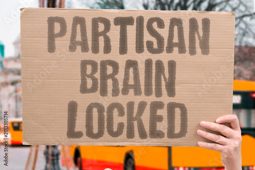 Konstfotografi "Partisan Brain Locked" Neuroscientific research shows political identity activates the same brain regions as tribal threat responses