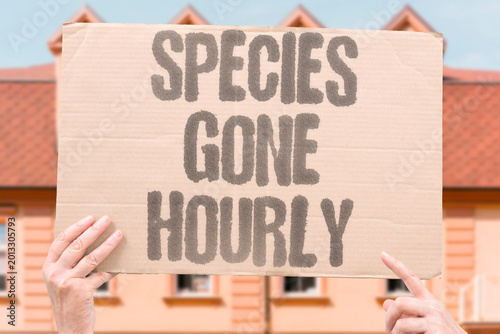 Tableau sur toile "Species Gone Hourly" Global biodiversity loss is occurring at a rate hundreds of times faster than natural background extinction