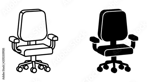 Quadro su tela Office Chair Icons, Swivel Desk Seat Vector Set, Ergonomic Furniture Graphics, M