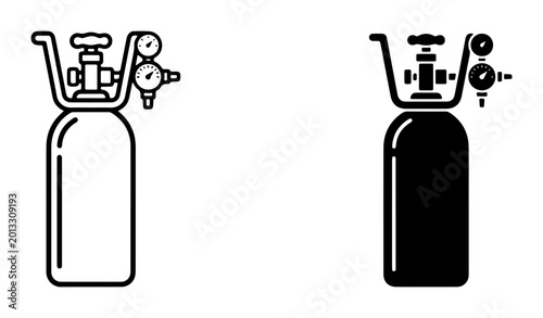 Obraz na płótnie Gas Cylinder Icons, Oxygen Tank Vector Set, Industrial Pressure Vessel Graphics,