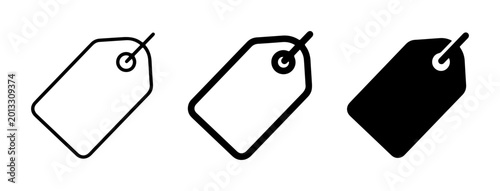Fotografie Price Tag Icons, Label Symbols, Sale Tags, Blank Tags, Black and White Vector Gr