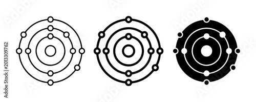 Fotografía Atomic Structure Diagrams, Bohr Model Icons, Electron Orbit Symbols, Science and