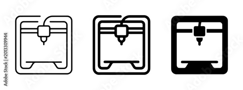 Foto 3D Printer Icons, Additive Manufacturing Technology Symbols, Modern 3D Printing