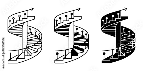 Photos Spiral Staircase Vector Icons: Ascending Steps, Modern Design, Architectural Ele
