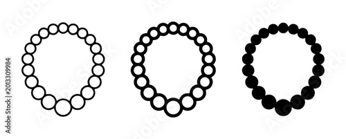 Bild auf Leinwand Pearl Necklace Icons, Classic Jewelry Vector Graphics, Elegant Accessory Symbols