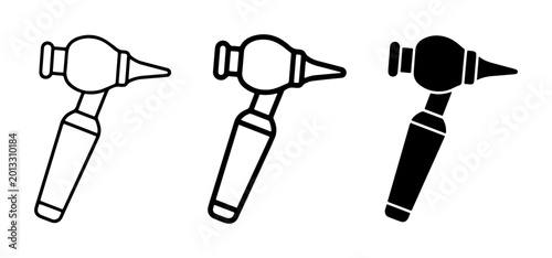 Bild auf Leinwand Medical Otoscope Icons, Healthcare Diagnostic Tool Vector Set, ENT Examination E