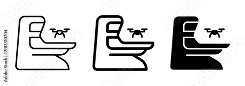 Schilderij op canvas Drone Landing Pad Icons, Aerial Vehicle Station Symbols, UAV Docking Graphics, T