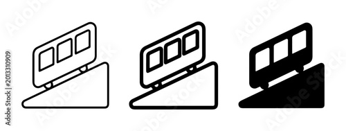 Quadro su tela Funicular Railway Icons, Cable Car Symbols, Mountain Transport Graphics, Steep S