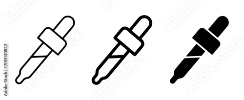 Photos Dropper Icons Set, Pipette Tool Vector Graphics, Liquid Dispenser Symbols for Sc