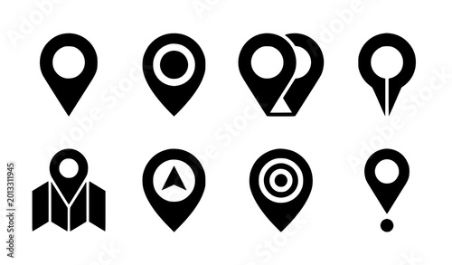 Free Download GPS Pin Icon Vector Set Location Marker Navigation Map Silhouette Collection - GFXLoad