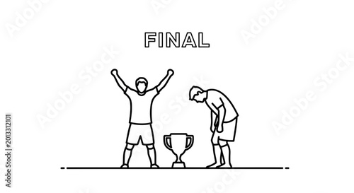 Foto Soccer Final Victory and Defeat: Winner Celebrates, Loser Mourns Trophy