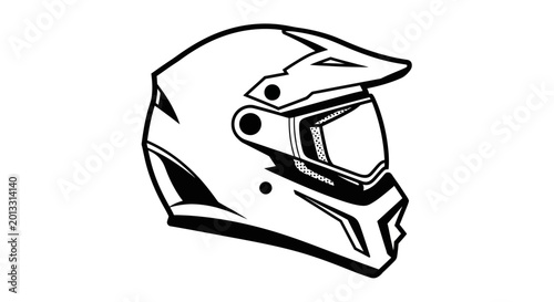 Black and white motocross helmet vector illustration