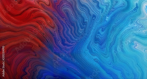 Abstract Fluid Marble Texture with Red and Blue Gradient Waves