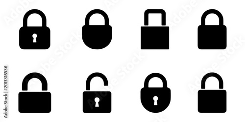 Tableau sur toile Padlock Icons: Security, Access, Protection, Safety, Locked, Unlocked, Vector Se