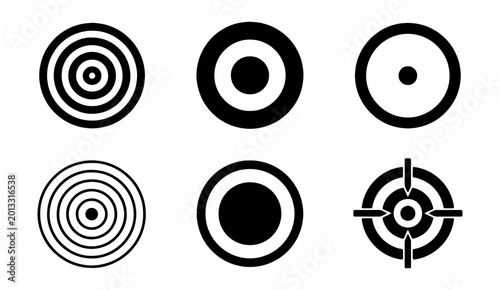 Cuadro en lienzo Target Icons Set, Aim Symbols Collection, Focus Graphics, Goal Achievement Vecto