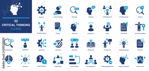 Fotografía Critical thinking icon set