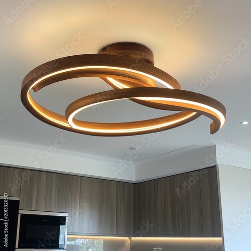 A light fixture is hanging from the ceiling