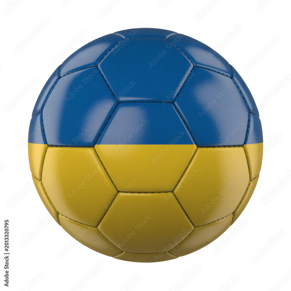 Fototapeta premium Support Ukraine with this soccer ball featuring the national colors of blue and yellow, perfect for sport