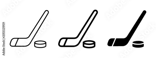 Photography Hockey Stick and Puck Icons, Ice Hockey Equipment Vector Graphics, Sports Equipm