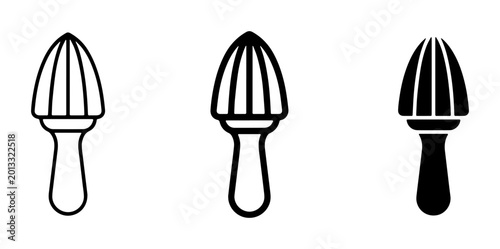 Schilderij op canvas Citrus Juicer Icons, Lemon Squeezer Vector Graphics, Manual Fruit Press Symbols
