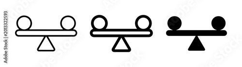 Balance Scales Icons, Weighing Symbol Vector Set, Equilibrium Concept Graphics, Justice and Fairness Icons