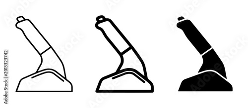 Handbrake Icons, Parking Brake Vector Set, Automotive Safety Control Symbols, Vehicle Emergency Stop Lever Graphics