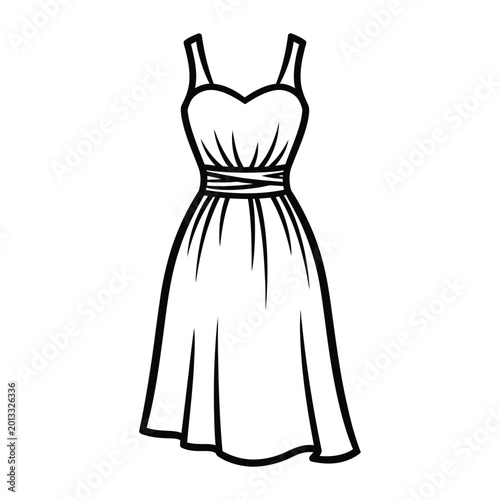 Photos Chic sweetheart neckline dress line art vector illustration for fashion boutique