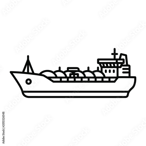 Canvastavla Minimalist outline icon of large industrial liquid cargo tanker ship for maritim