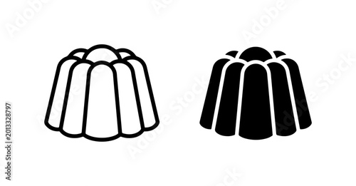 Jelly Icons, Dessert Vector Graphics, Sweet Food Symbols, Outline and Solid Shapes