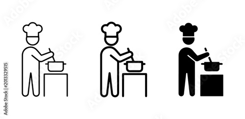 Chef Cooking Icons, Culinary Professional, Food Preparation Vector Set