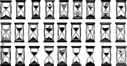 Photos Hourglass Collection: Vintage Timekeeping in Detailed Vector Art
